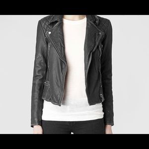 All Saints - black leather biker jacket